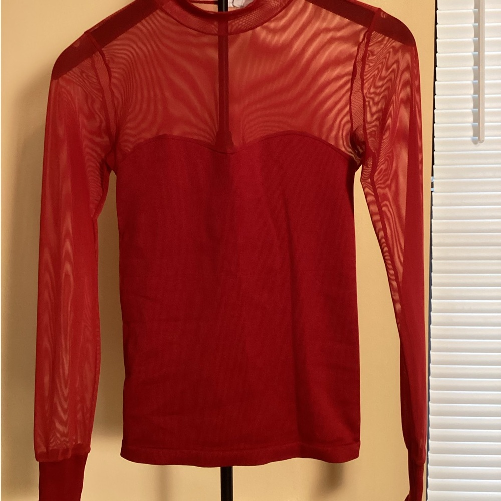 A-loves-A Sheer Red Long Sleeve Top